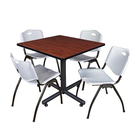 Kobe Kobe Square Table & Chair Set, Wood, Metal, Plastic Top, Cherry TKB3636CH47GY